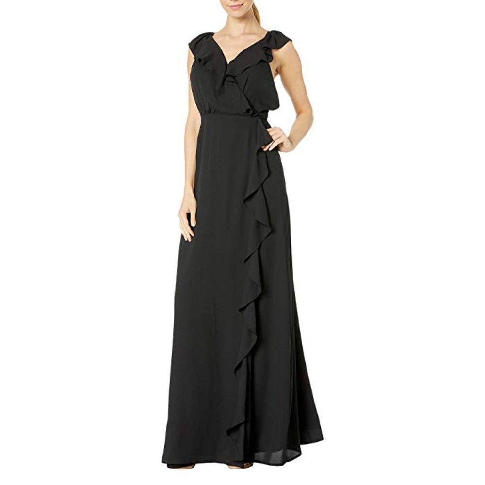 WAYF Elise open-back Wrap Gown With ruffle details